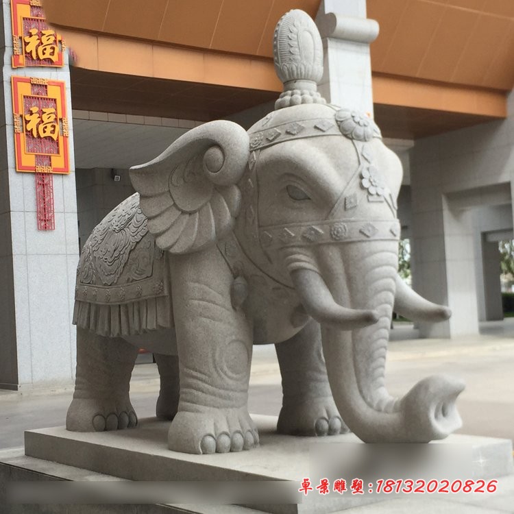 大理石大象，寺庙石雕大象