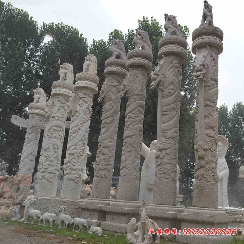 大理石龙柱雕塑，广场石雕柱子