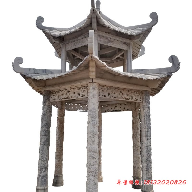 大理石亭子，双层石雕凉亭