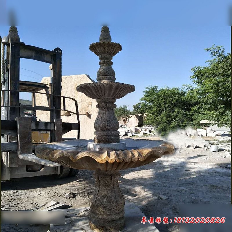 跌水盆石雕，大理石喷泉