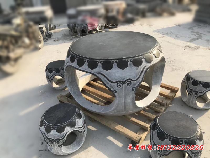 仿古石桌凳，青石圆桌圆凳