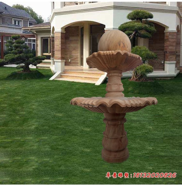 风水球喷泉石雕，小区景观石雕 (2)