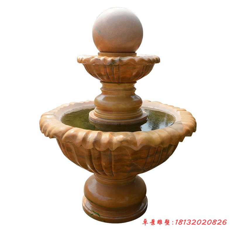 风水球石雕，晚霞红景观石雕 (2)