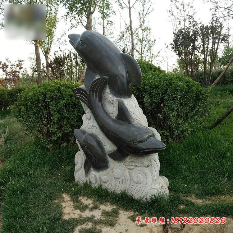 公园石雕海豚，动物摆件