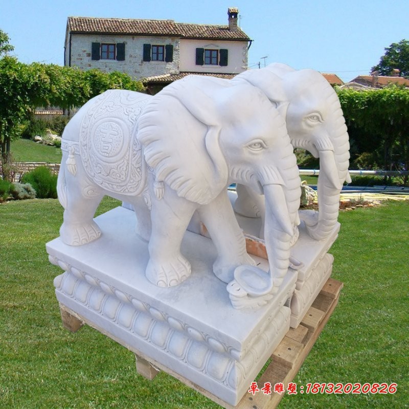 汉白玉大象，吸财大象石雕 (1)[1]