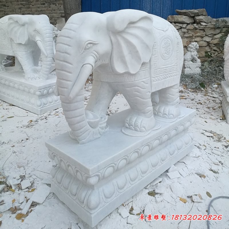 汉白玉大象，吸财大象石雕 (2)