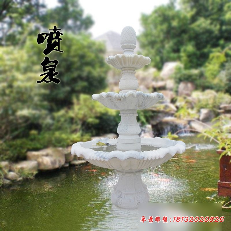 汉白玉跌水盆，景观石喷泉