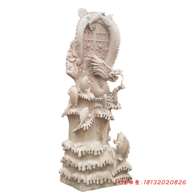 鲤鱼跃龙门石雕，景观石雕