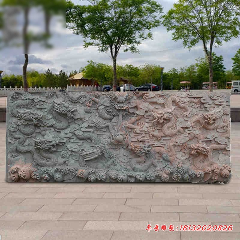 龙戏珠浮雕，广场石浮雕