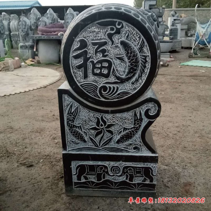 门墩雕塑，青石仿古抱鼓石 