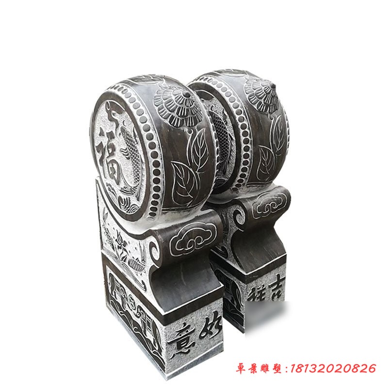 门墩雕塑，青石仿古抱鼓石