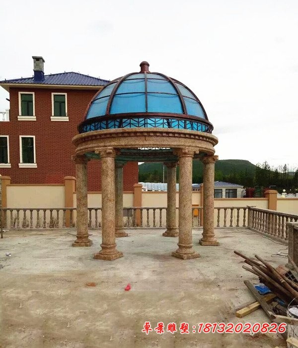 欧式凉亭雕塑，景观石雕亭子 