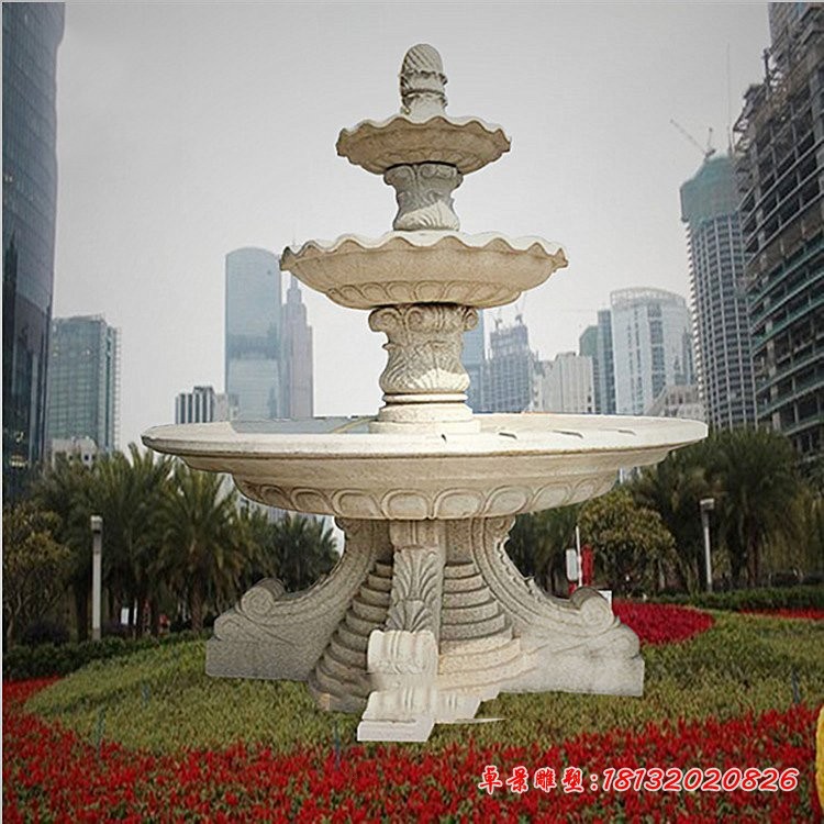 喷泉石雕，三层喷泉雕塑