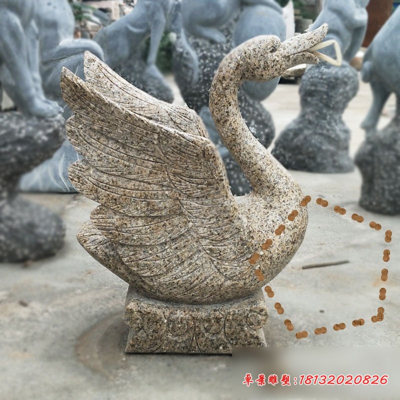 喷泉天鹅石雕，花岗岩天鹅石雕