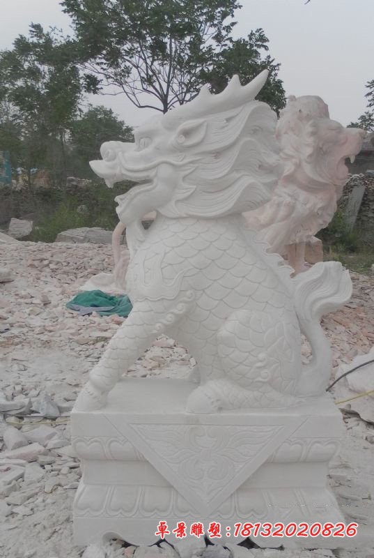 麒麟石雕 汉白玉门口麒麟雕塑 