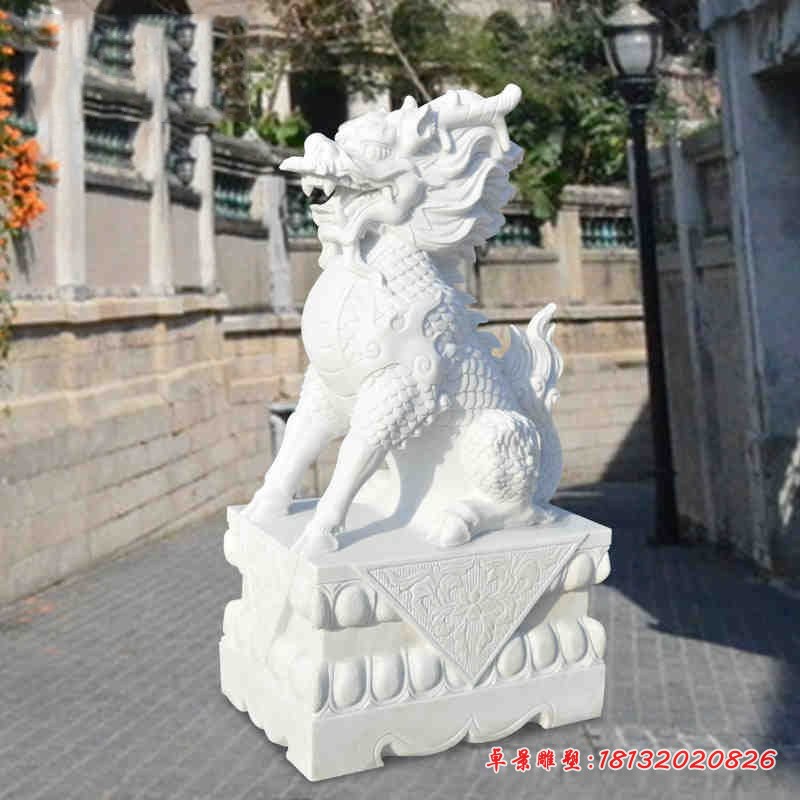 麒麟石雕，汉白玉麒麟雕塑