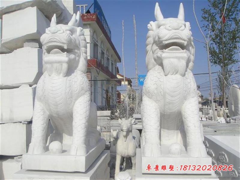麒麟石雕 汉白玉门口麒麟雕塑
