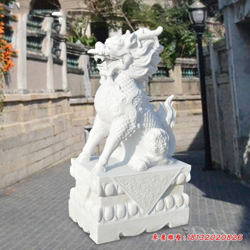 麒麟石雕，汉白玉镇宅瑞兽
