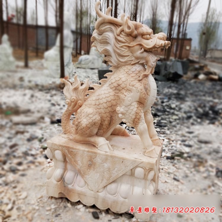 麒麟石雕，大理石瑞兽雕塑