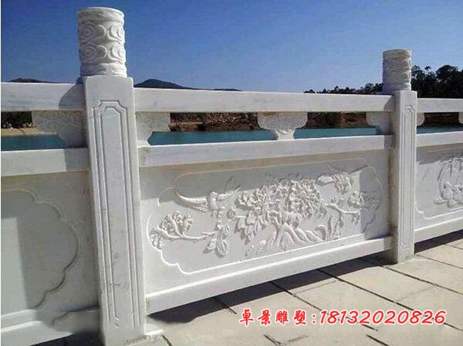 桥梁河道栏板石雕 汉白玉栏板雕塑 