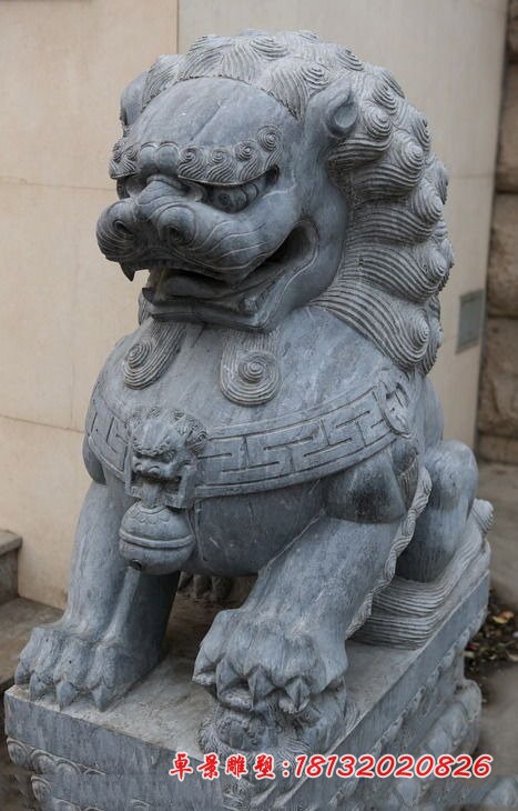 青石踩球狮子雕塑门口北京狮石雕