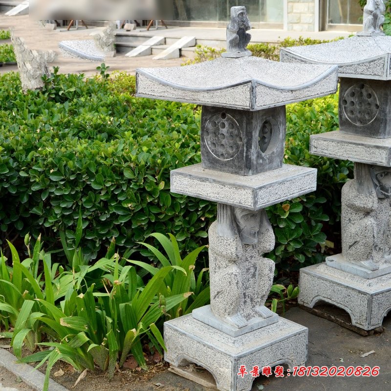 青石灯雕塑，园林景观石雕