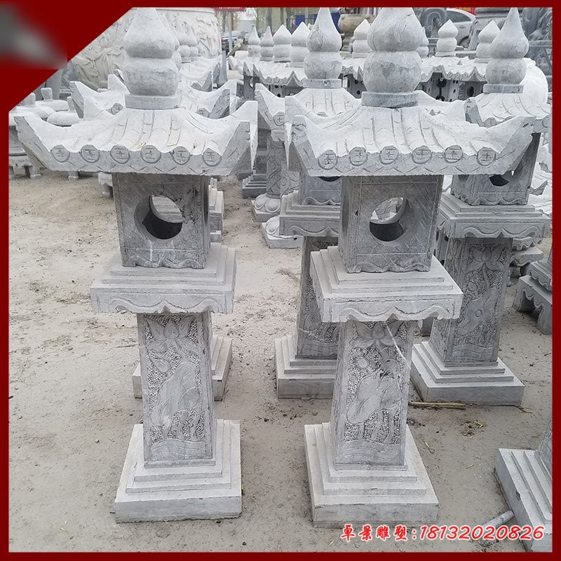 青石灯雕塑，园林景观石雕 
