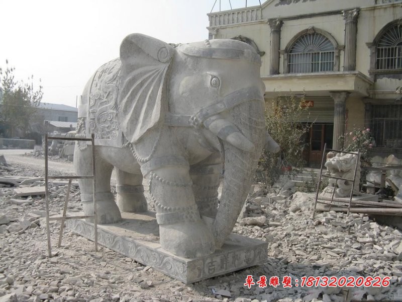 青石仿古大象石雕 门口吉祥如意大象石雕
