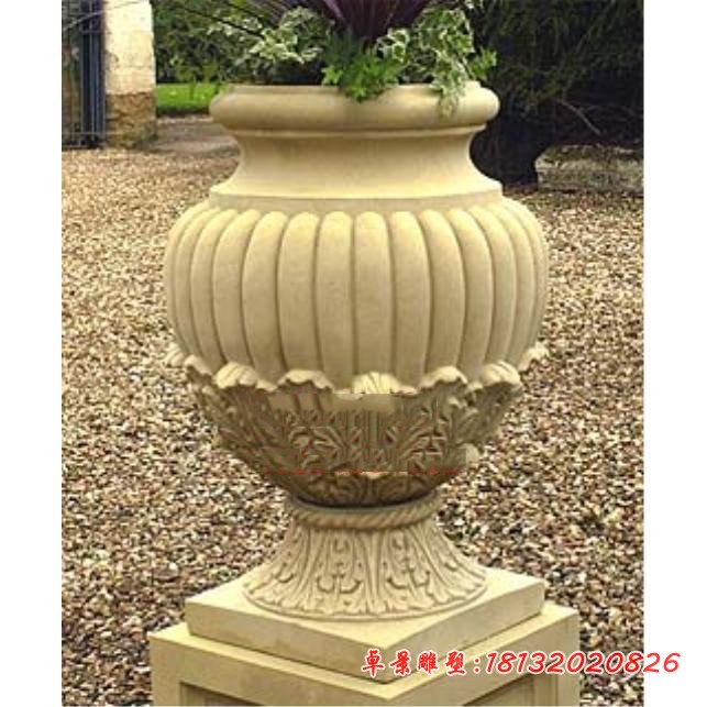 砂岩花盆雕塑 小区欧式花盆石雕