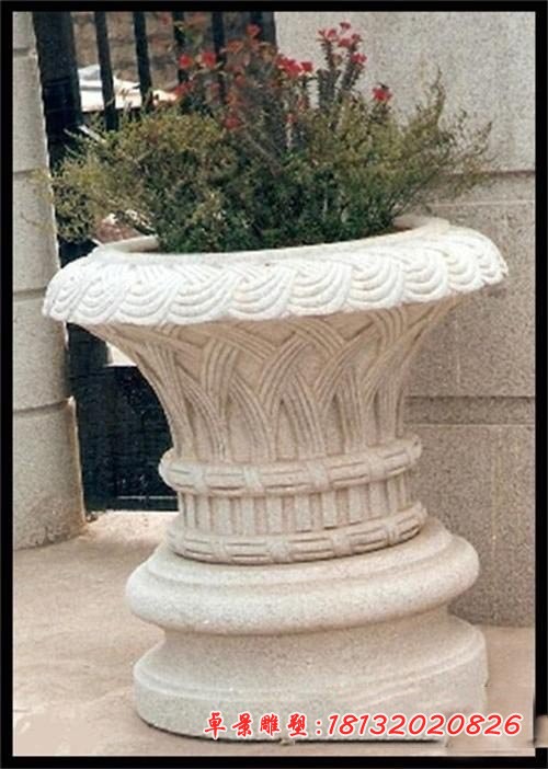 砂岩花盆雕塑步行街花盆石雕