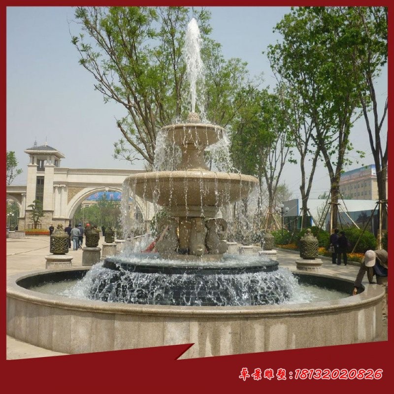 砂岩双层喷泉石雕 小区门口喷泉石雕