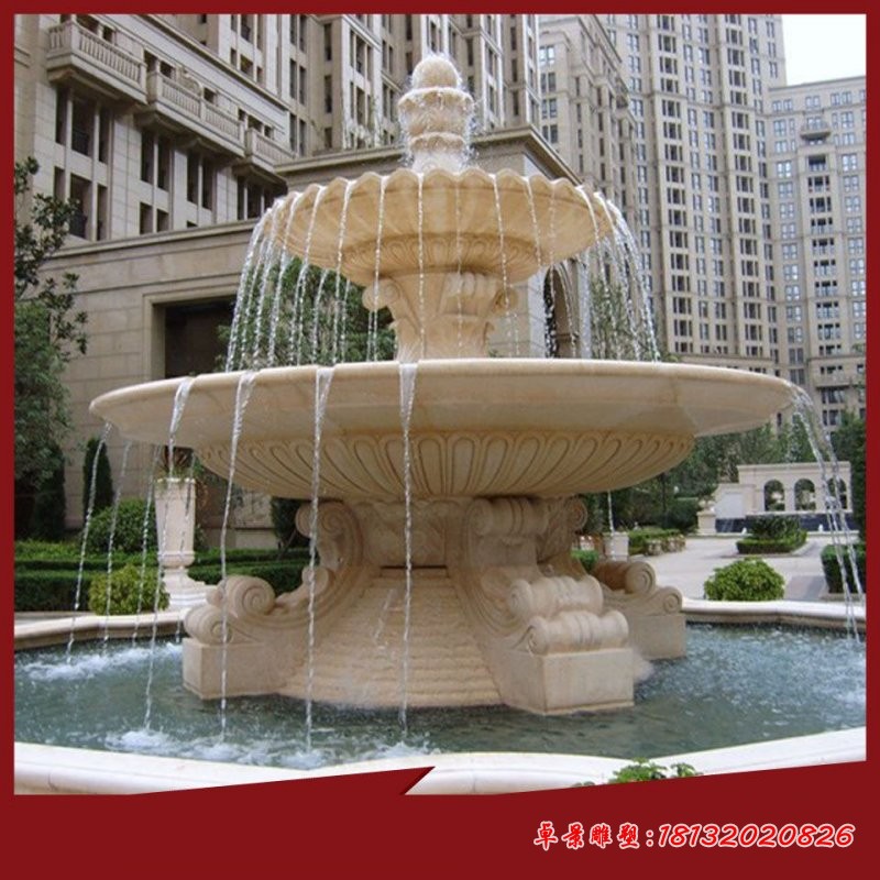 砂岩双层喷泉石雕,小区喷泉石雕