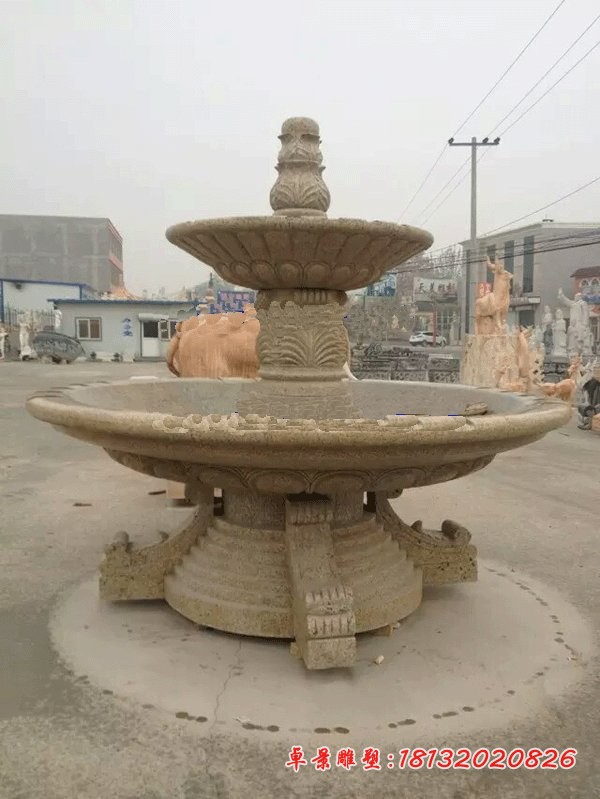 砂岩双层喷泉石雕,公园欧式喷泉雕塑