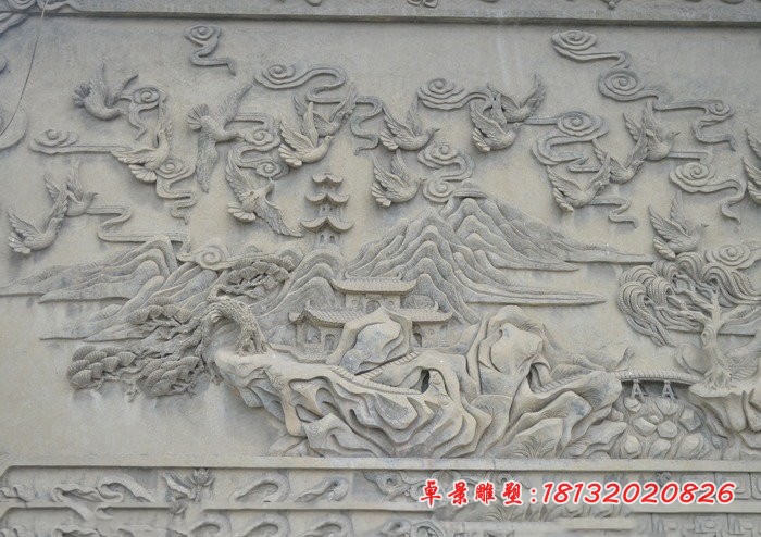 山水风景石浮雕公园景观石浮雕