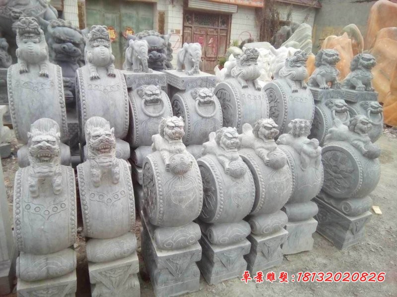 狮子门墩石雕 仿古门口抱鼓石