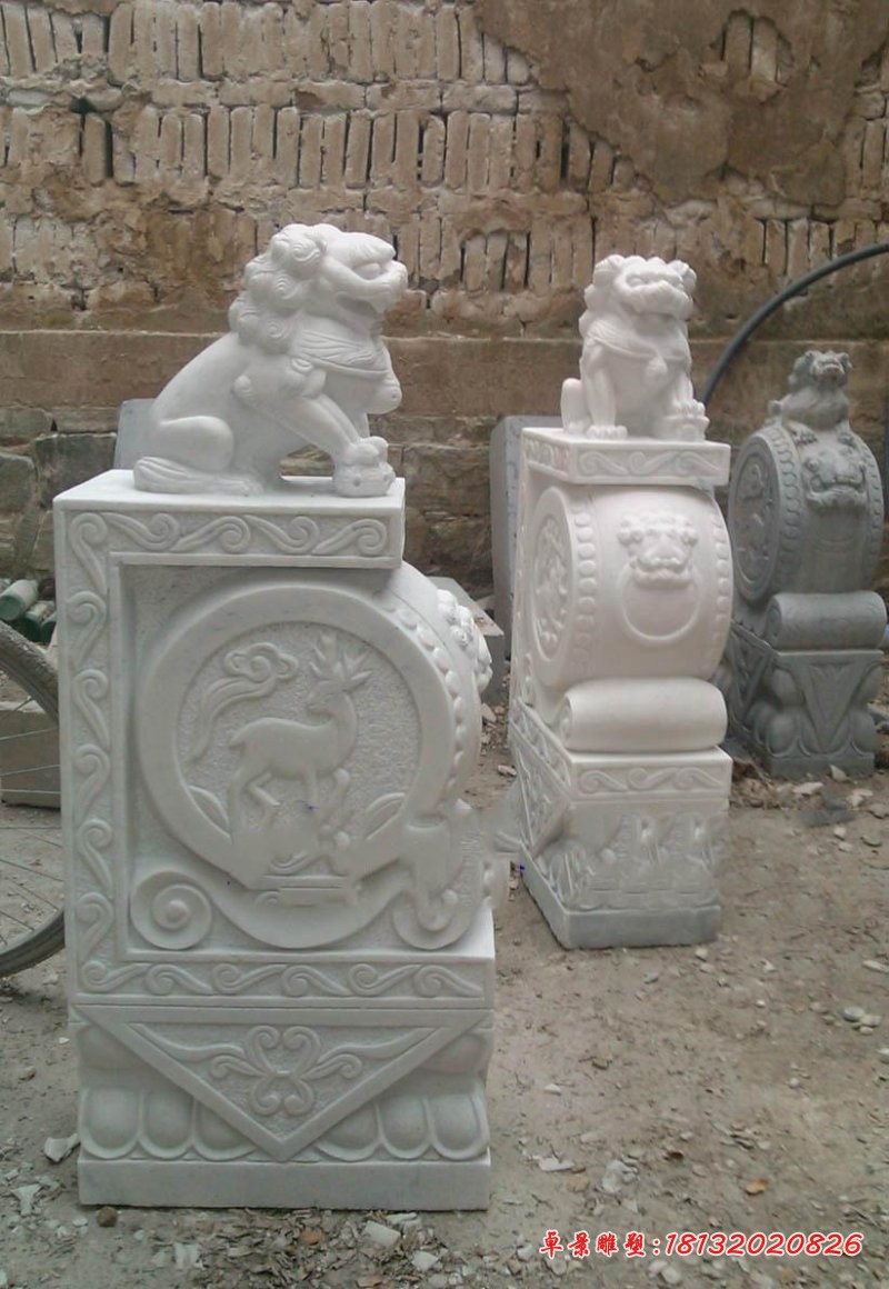 狮子门墩石雕汉白玉抱鼓石