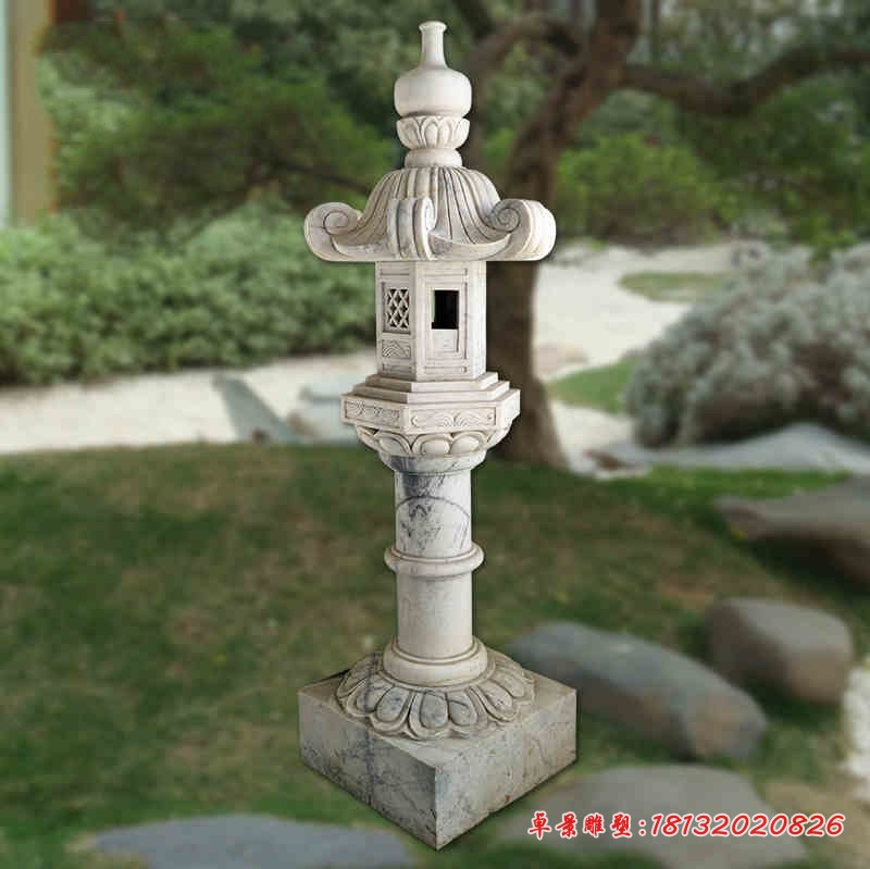 石灯雕塑，公园大理石灯