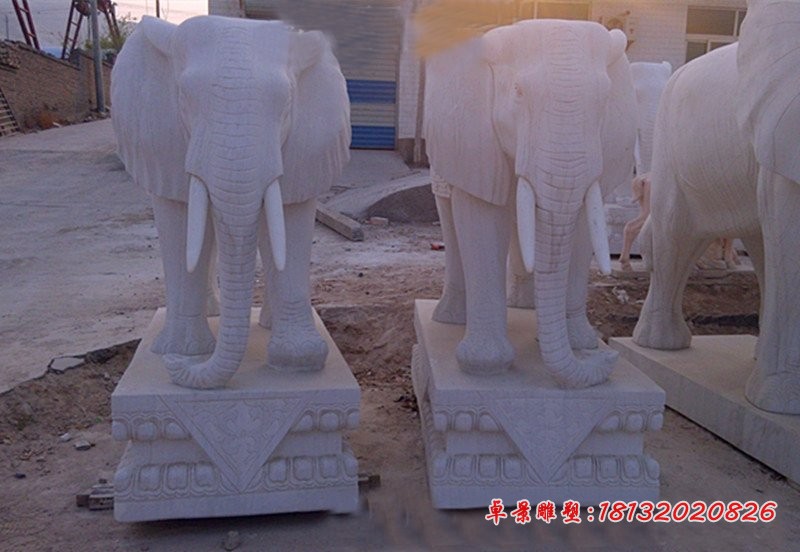 石雕大象大理石门口动物雕塑