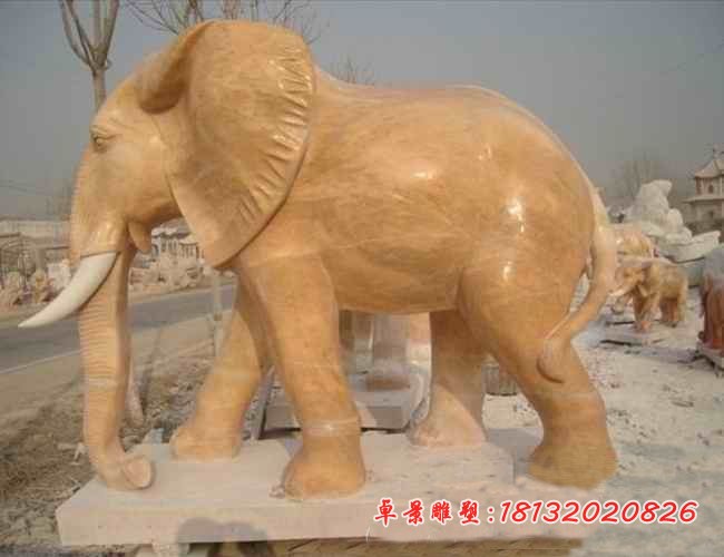 石雕大象,晚霞红动物雕塑 (2)