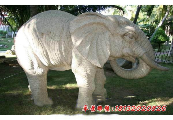 石雕大象公园大理石动物雕塑