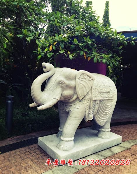 石雕大象大理石企业门口大象雕塑