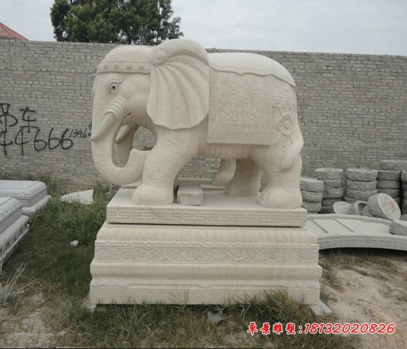 石雕大象大理石招财镇宅大象雕塑