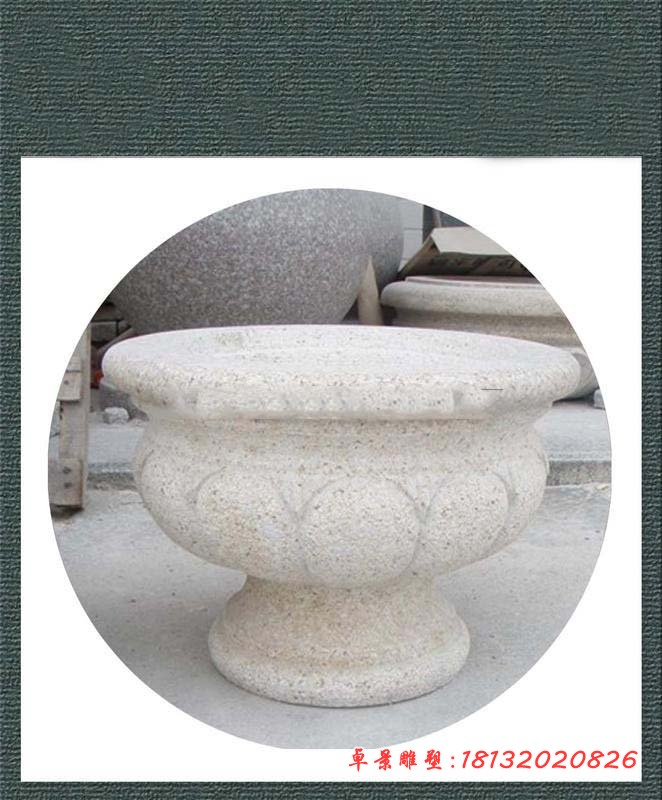 石雕花盆,大理石公园景观雕塑 (3)