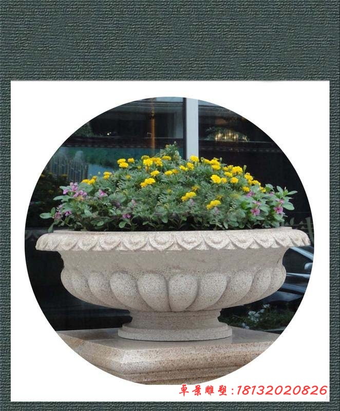 石雕花盆,大理石公园景观雕塑