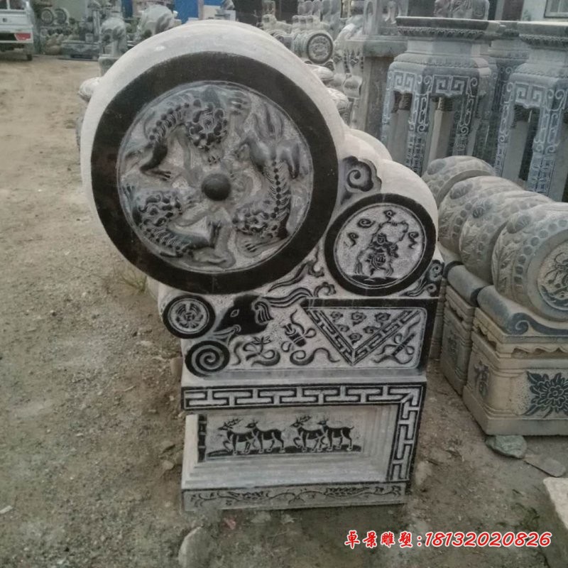 石雕门鼓，青石抱鼓石