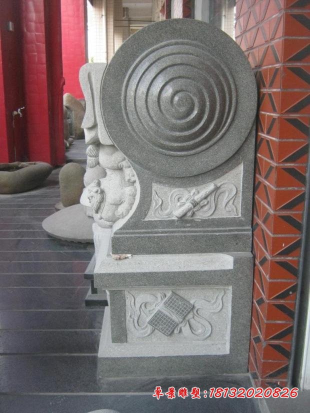 石雕门鼓，青石仿古门墩