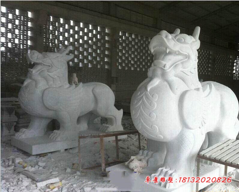 石雕貔貅汉白玉企业门口貔貅雕塑