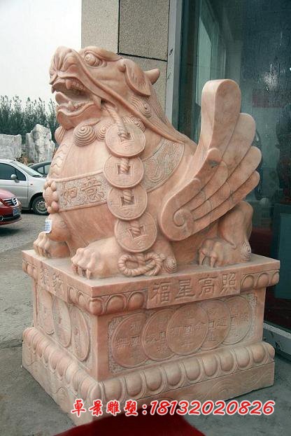 石雕貔貅晚霞红福星高照貔貅雕塑