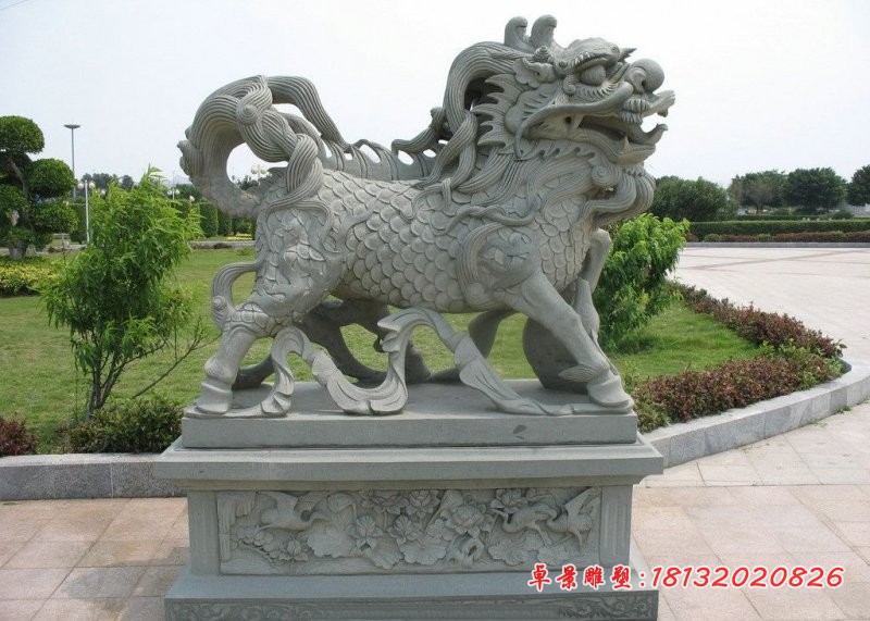 石雕麒麟大理石公园景观雕塑 (2)