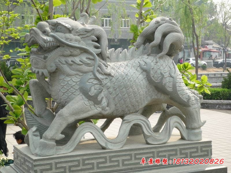 石雕麒麟大理石招财麒麟雕塑